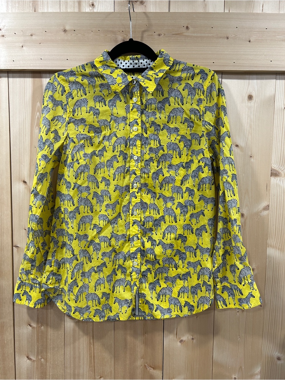 Talbots Yellow Zebra-Print Button-Up Shirt, Medium